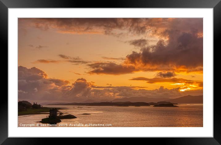 Sunset at Castle Stalker Framed Mounted Print by Geo Harris