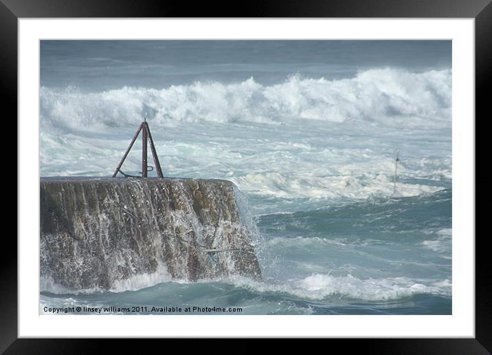 foamy sea Framed Mounted Print by Linsey Williams