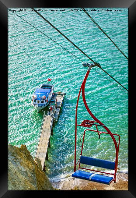  Chairlift To Alum Bay Framed Print by Linsey Williams