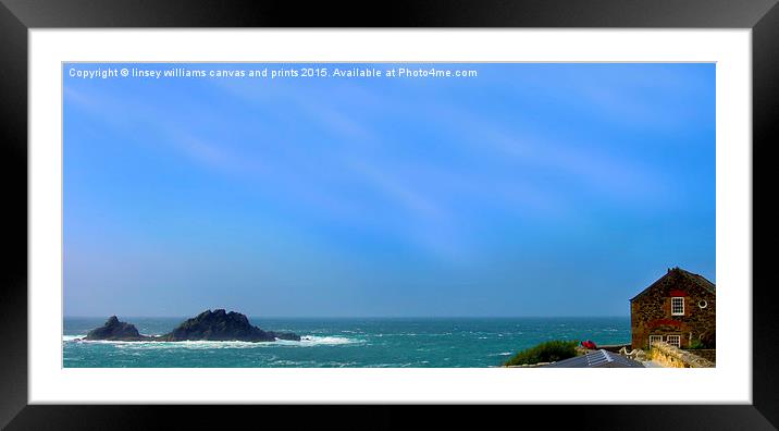  Cape Cornwall And The Brisons Rock Framed Mounted Print by Linsey Williams
