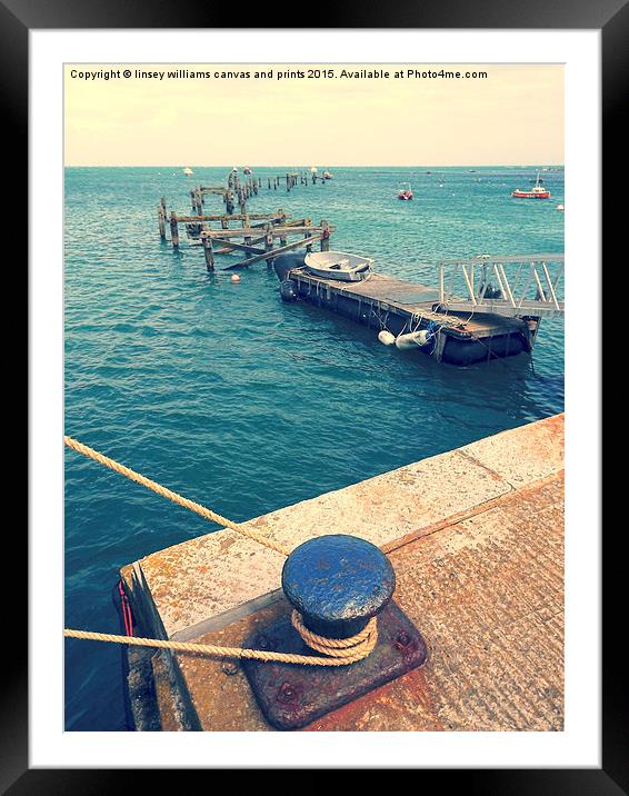  Old Swanage Pier In Vintage Tones Framed Mounted Print by Linsey Williams