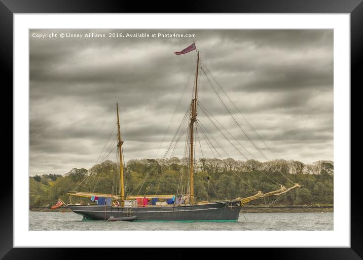 Tall Ship Bessie Ellen Framed Mounted Print by Linsey Williams