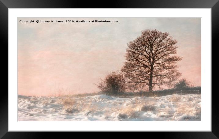 A Misty Winter Sunset Framed Mounted Print by Linsey Williams