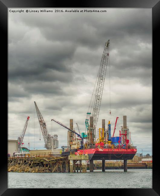 Cranes At Falmouth Docks Framed Print by Linsey Williams