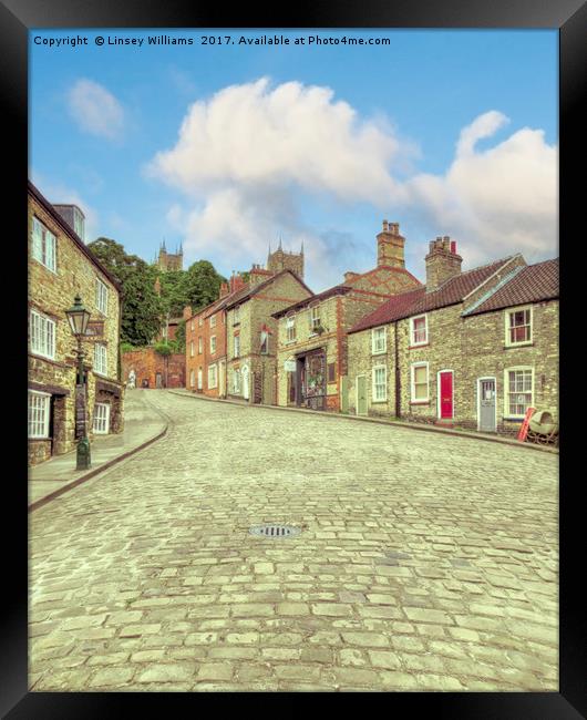 Steep Hill, Lincoln                                Framed Print by Linsey Williams