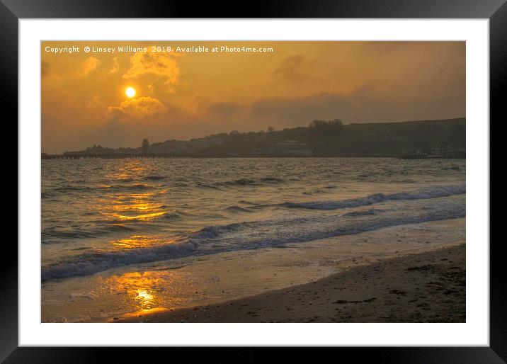 Sunrise over Swanage Bay Framed Mounted Print by Linsey Williams