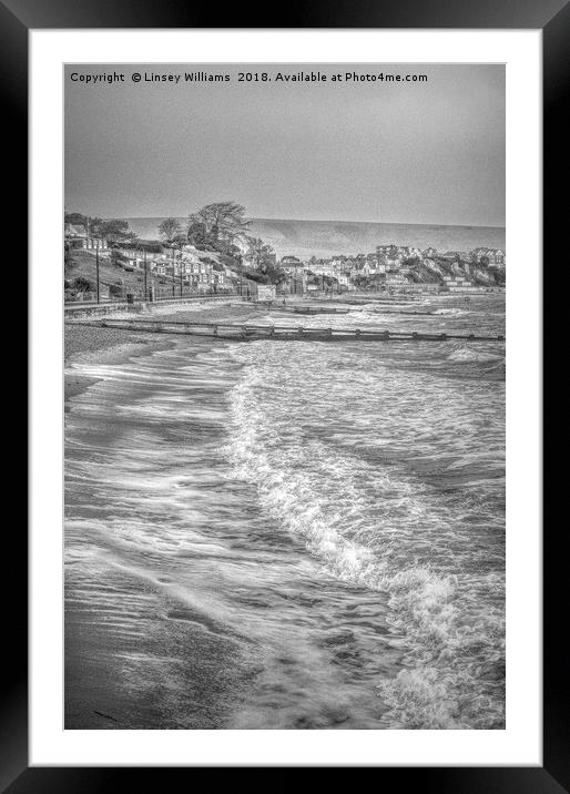 Swanage Bay Winter Framed Mounted Print by Linsey Williams