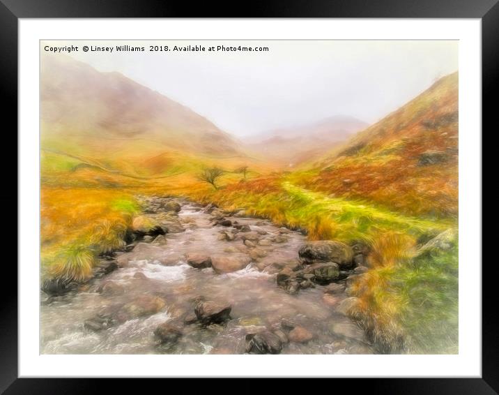 Mardale Beck to Harter Fell  Framed Mounted Print by Linsey Williams
