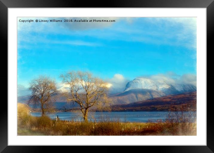 Ben Nevis and Loch Lochy, Scotland Framed Mounted Print by Linsey Williams