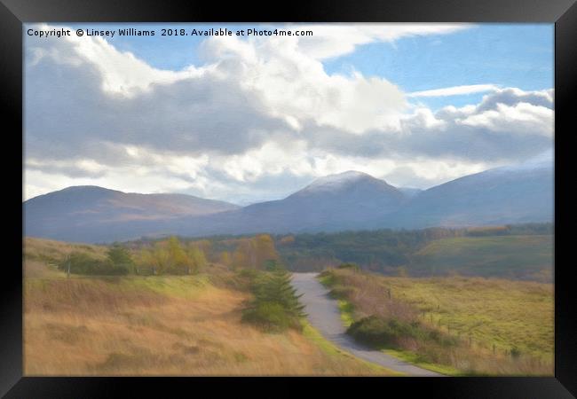 Road Through the Highlands Framed Print by Linsey Williams
