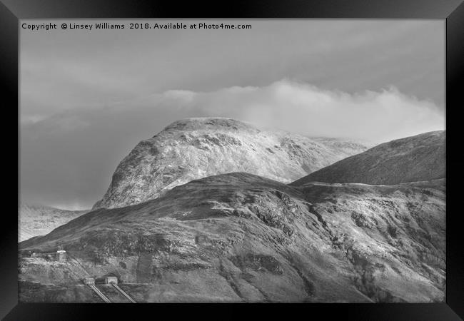 Ben Nevis, Scotland. Black and White Framed Print by Linsey Williams