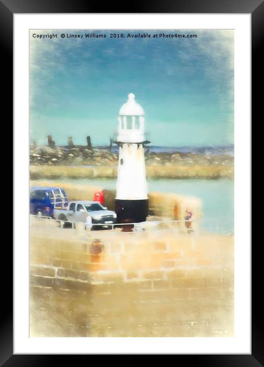 St. Ives Lighthouse Framed Mounted Print by Linsey Williams