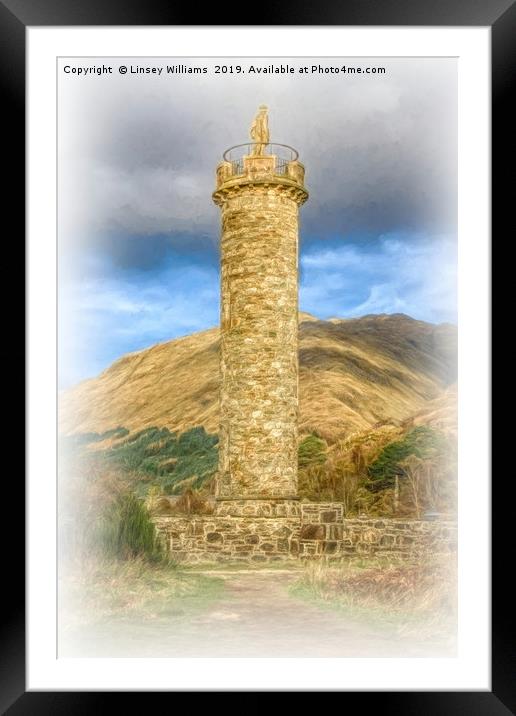 Glenfinnan Memorial, Scotland Framed Mounted Print by Linsey Williams