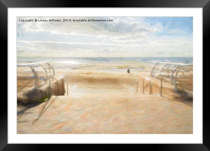 A Stroll Along Blackpool Beach Framed Mounted Print by Linsey Williams