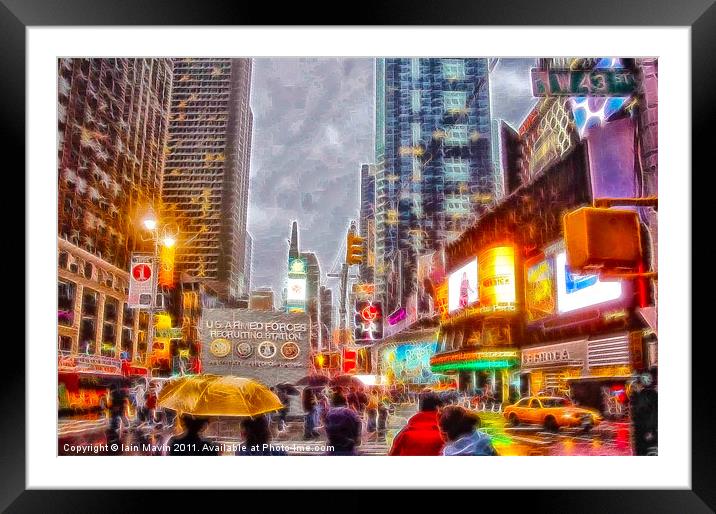 W 43 St and Times Square Framed Mounted Print by Iain Mavin
