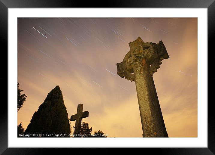 Star Trails in Graveyard Framed Mounted Print by David  Fennings