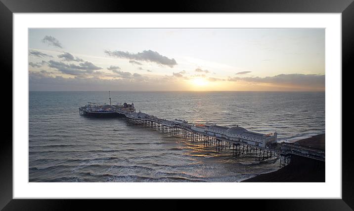 Aerial View Brighton Pier Sunset Framed Mounted Print by David  Fennings