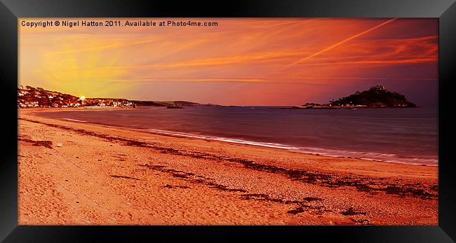Sun Rise At St Michael's Mount Framed Print by Nigel Hatton