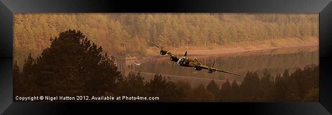 Lancaster Over The Dams Framed Print by Nigel Hatton