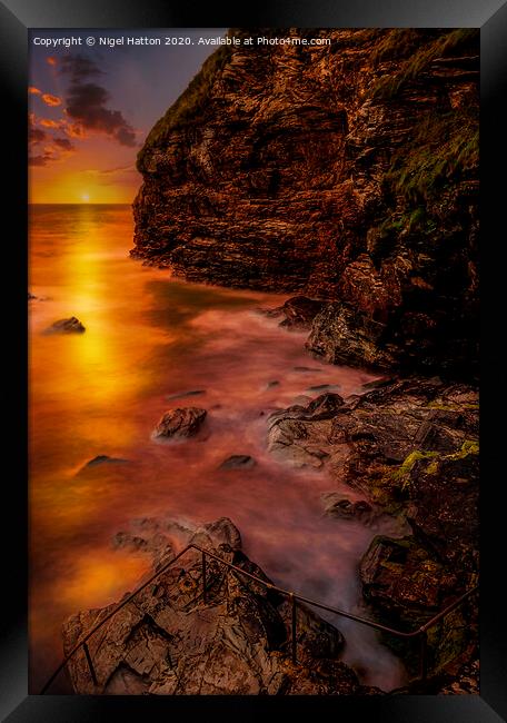 Last Light At Bossiney  Framed Print by Nigel Hatton