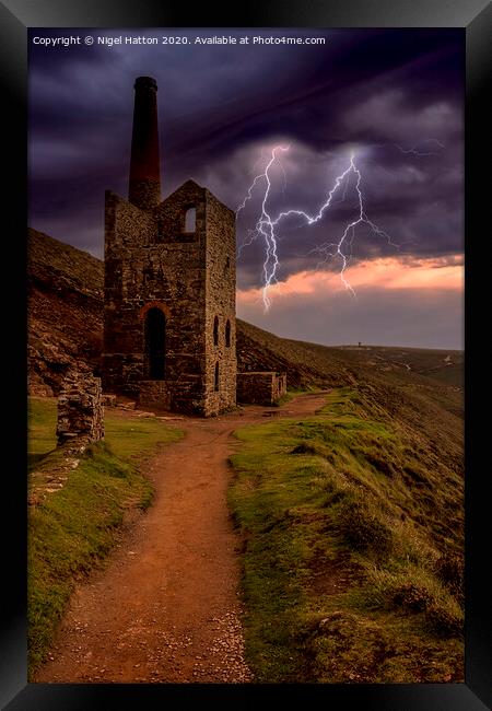 Lightning Over Towanroath  Framed Print by Nigel Hatton