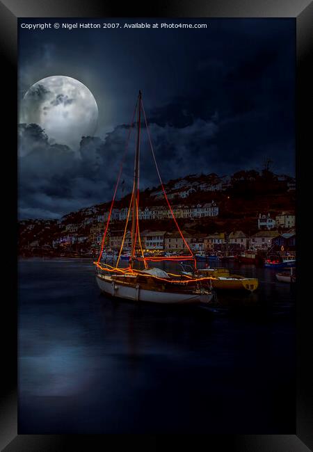 Moonlight Over Looe Framed Print by Nigel Hatton