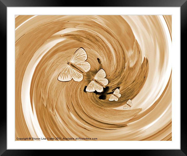swirl of gold butterflies Framed Mounted Print by Sharon Lisa Clarke