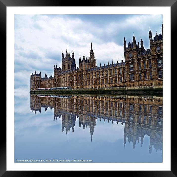 Westminster reflected Framed Mounted Print by Sharon Lisa Clarke