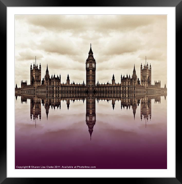 Westminster on Water (plum) Framed Mounted Print by Sharon Lisa Clarke
