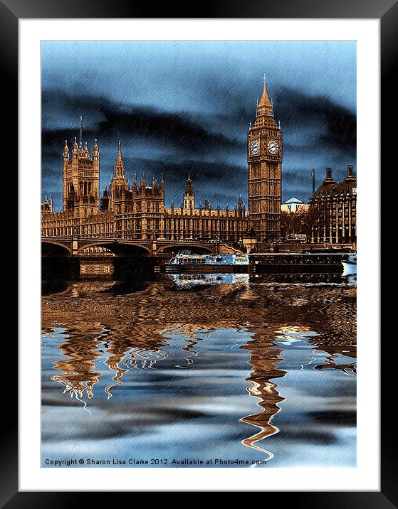 A rainy day in London Framed Mounted Print by Sharon Lisa Clarke