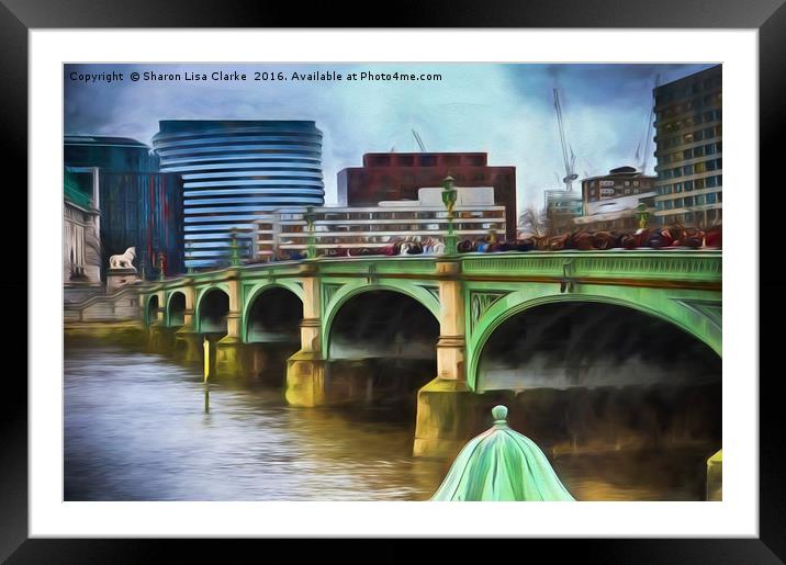 A busy day on Westminster bridge Framed Mounted Print by Sharon Lisa Clarke