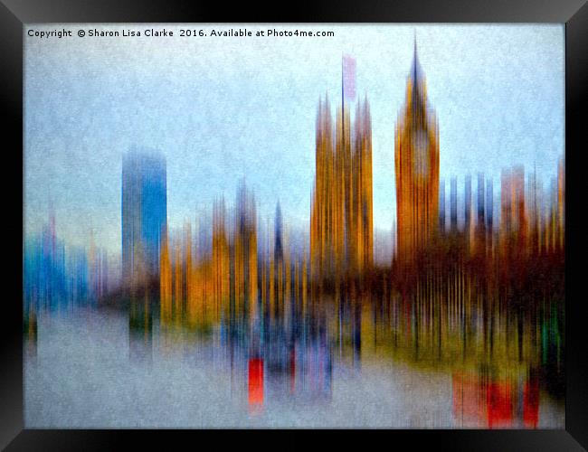 London in textured motion Framed Print by Sharon Lisa Clarke