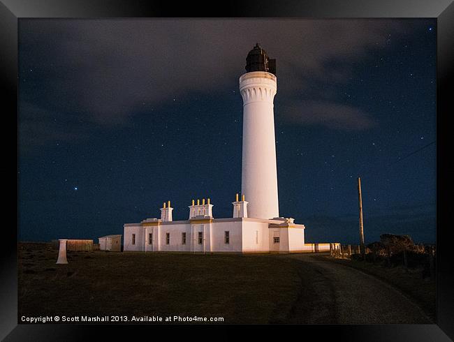 Covesea Lighthouse Starscape Framed Print by Scott K Marshall