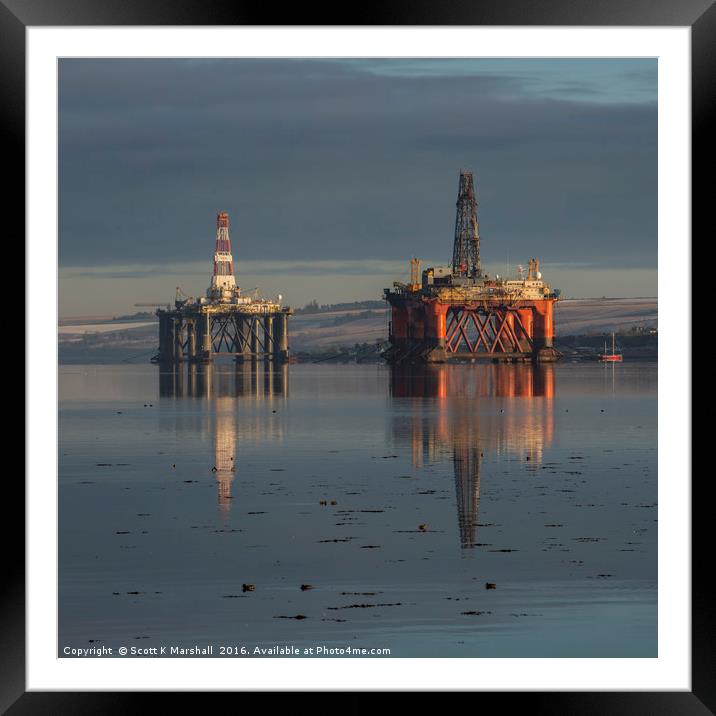 Cromarty Rigs Framed Mounted Print by Scott K Marshall