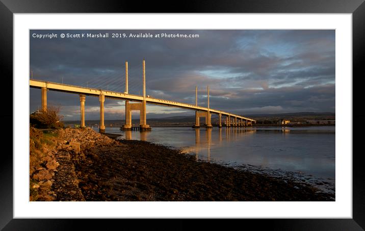 Kessock Bridge Sunset Framed Mounted Print by Scott K Marshall