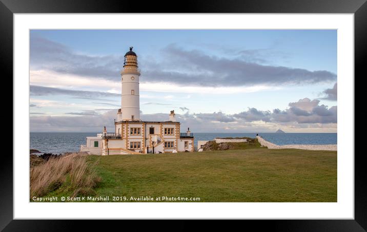 Coreswall Lighthouse n Ailsa Craig Framed Mounted Print by Scott K Marshall