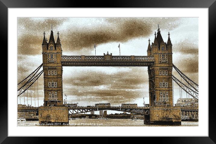 Sepia Tower Bridge Framed Mounted Print by Laura Jarvis