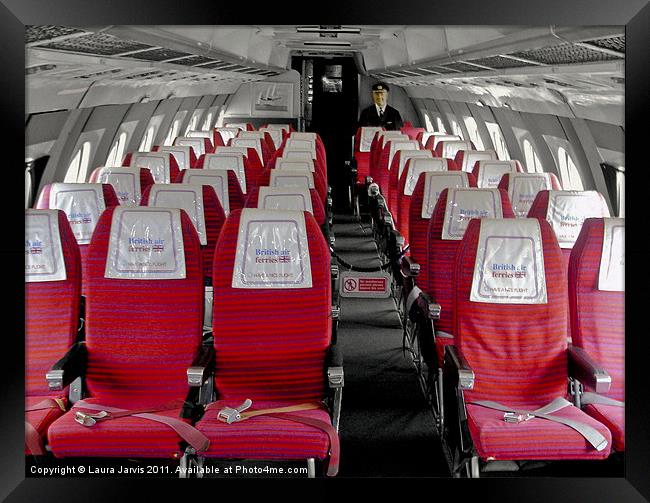 Seats inside Vickers Viscount Airplane Framed Print by Laura Jarvis