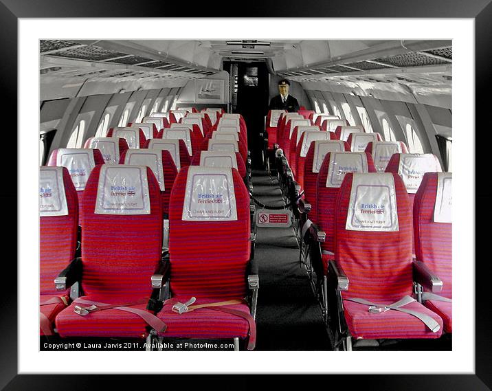 Seats inside Vickers Viscount Airplane Framed Mounted Print by Laura Jarvis