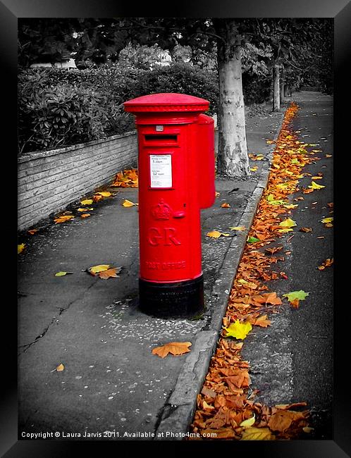 A Postbox in Autumn Framed Print by Laura Jarvis