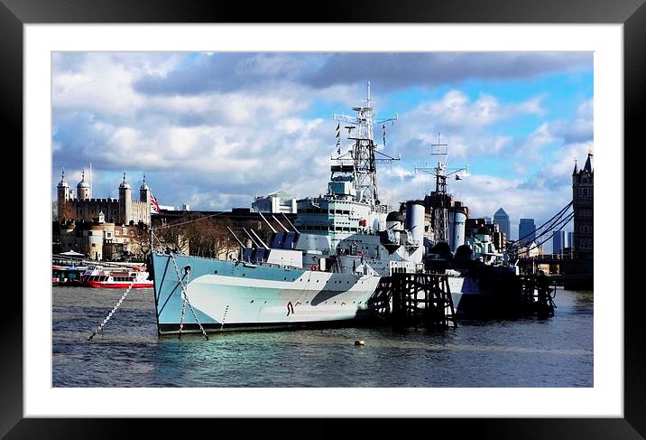 HMS Belfast Framed Mounted Print by Laura Jarvis