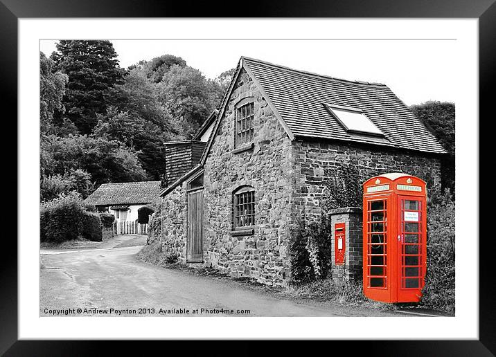 Red phone box Church Stretton Shropshire Framed Mounted Print by Andrew Poynton