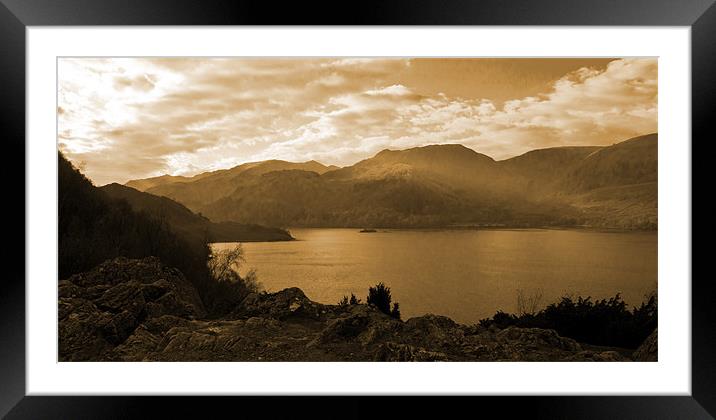 Ullswater Sepia Framed Mounted Print by Lee Dawson