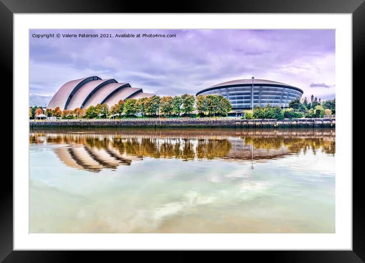 Glasgow Waterfront Reflection Framed Mounted Print by Valerie Paterson