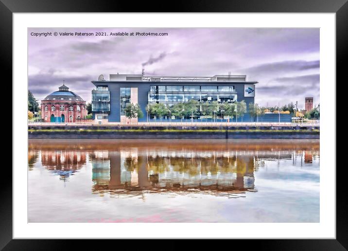 Glasgow City Reflection Framed Mounted Print by Valerie Paterson