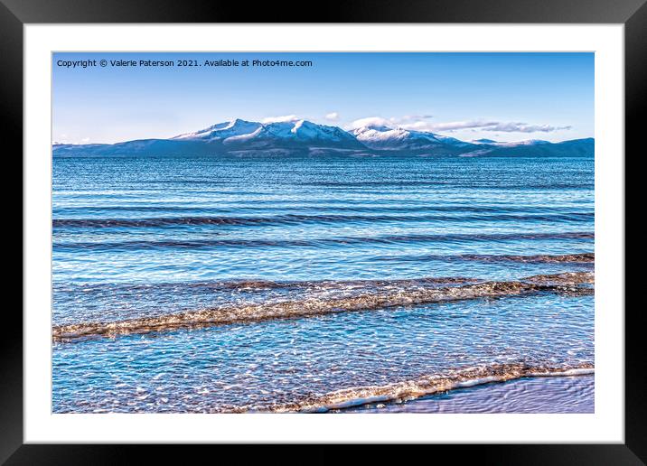 Snowy Arran from Ardrossan Framed Mounted Print by Valerie Paterson