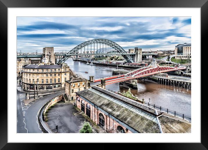 Tyne Bridges  Framed Mounted Print by Valerie Paterson