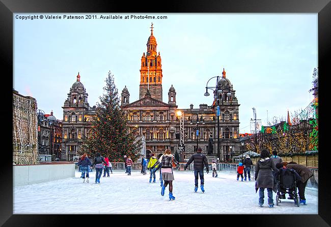 George Square Ice Rink Framed Print by Valerie Paterson