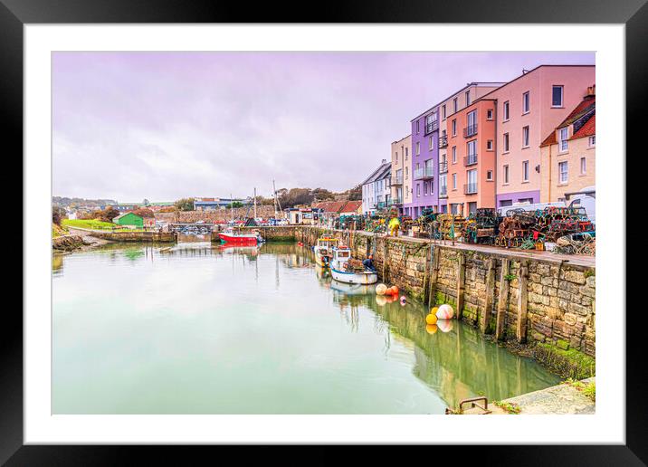 Colourful Harbour Framed Mounted Print by Valerie Paterson