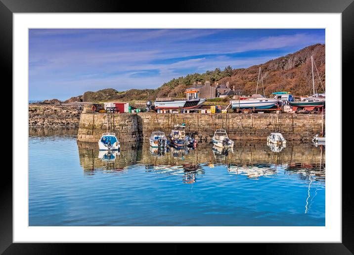 Dunure Boat Reflection Framed Mounted Print by Valerie Paterson